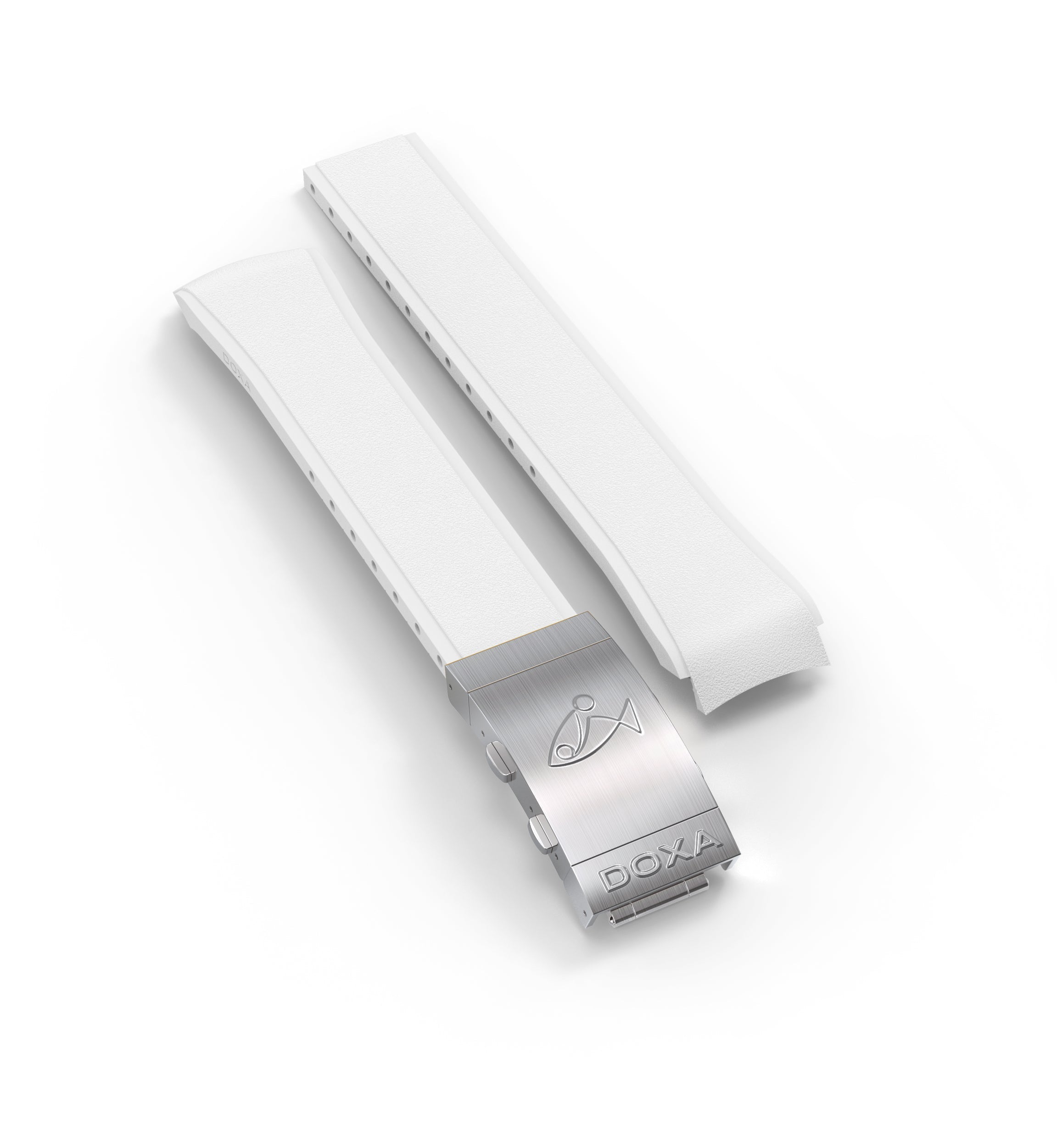 폴딩 버클이 부착된 러버 스트랩, 화이트